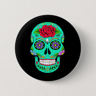 Badge Rond 5 Cm Boutons de crânes en sucre
