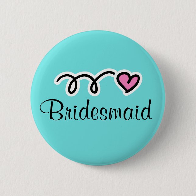 Badge Rond 5 Cm Boutons de demoiselle d'honneur de turquoise (Devant)