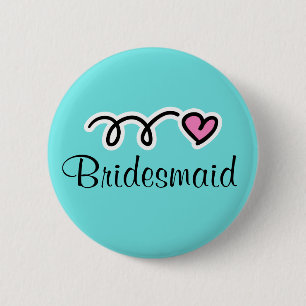 Badge Rond 5 Cm Boutons de demoiselle d'honneur de turquoise