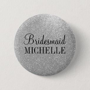 Badge Rond 5 Cm Boutons d'e-mail de parties scintillant argent per