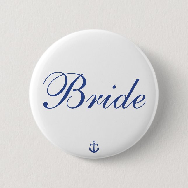 Badge Rond 5 Cm Boutons de mariage nautique de mariée (Devant)