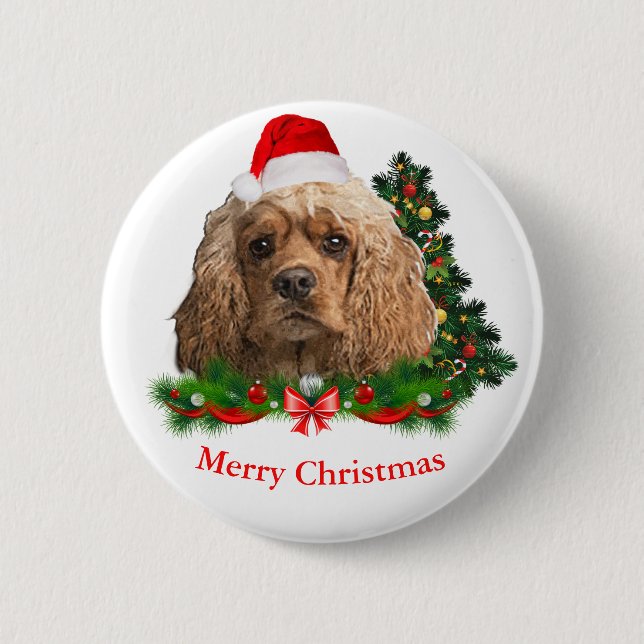 Badge Rond 5 Cm Boutons de Noël de l'espagne Cocker (Devant)