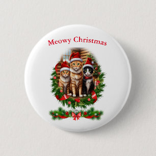 Badge Rond 5 Cm Boutons de Noël pour chats
