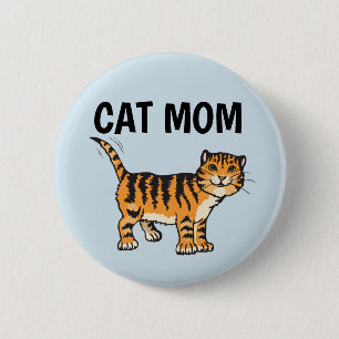 BADGE ROND 5 CM BOUTONS DE TABBON ORANGE CAT MOM