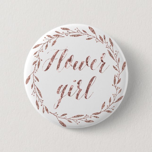 Badge Rond 5 Cm Boutons d'effet rose Gold Foil Flower (Devant)