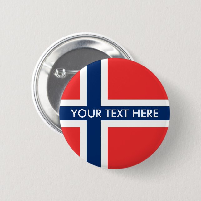 Badge Rond 5 Cm Boutons d'épingle du drapeau norvégien (Devant & derrière)