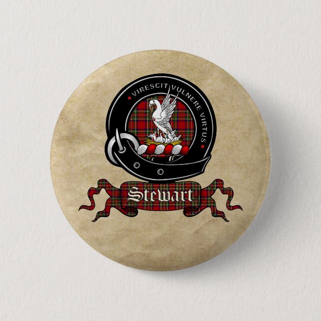 Badge Rond 5 Cm Boutons d'insigne de clan Stewart (Devant)