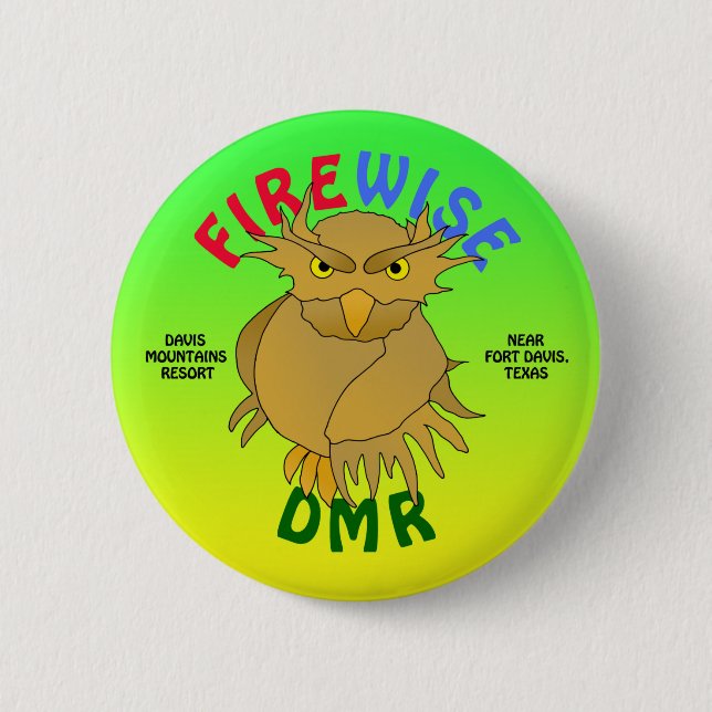 Badge Rond 5 Cm Boutons DMR - Chouette dans le sens du feu et plus (Devant)