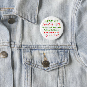 Badge Rond 5 Cm Boutons Épingles de Soutien aux Artistes Locaux