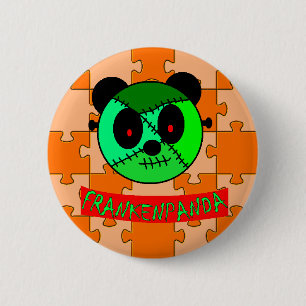 Badge Rond 5 Cm Boutons et cadeaux de Frankenpanda Halloween !