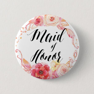 Badge Rond 5 Cm Boutons Floraux Élégants Serment D'Honneur