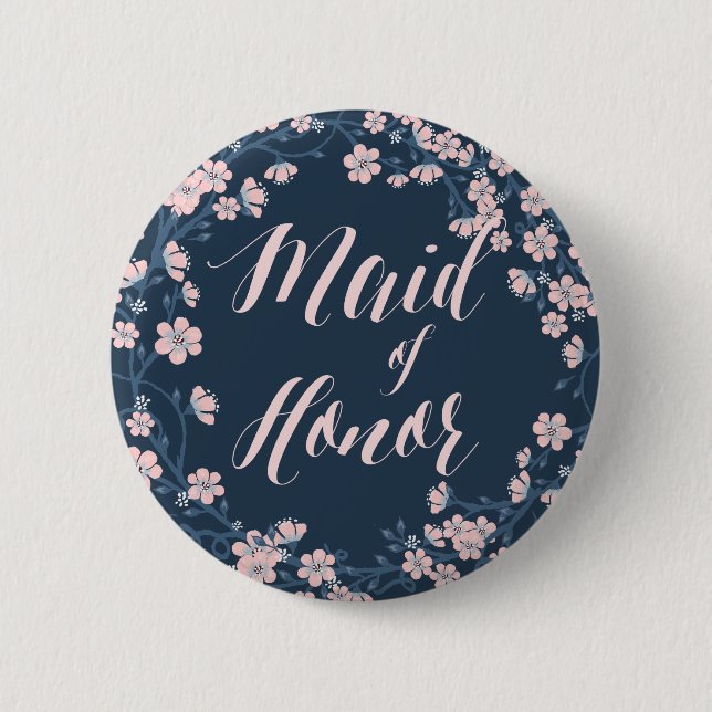 Badge Rond 5 Cm Boutons Floraux Roses Romantiques Serment D'Honneu (Devant)