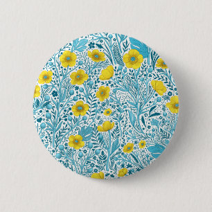 Badge Rond 5 Cm Boutons jaunes, bleus et blancs