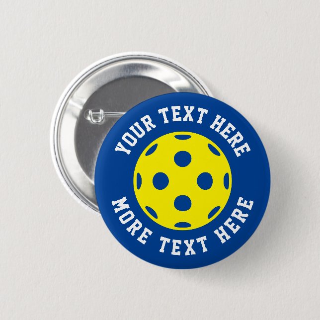 Badge Rond 5 Cm Boutons personnalisés de nom de boule de pickball  (Devant & derrière)