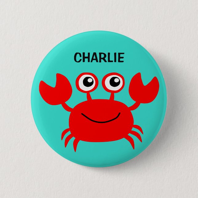 Badge Rond 5 Cm Boutons personnalisés Happy Crab (Devant)