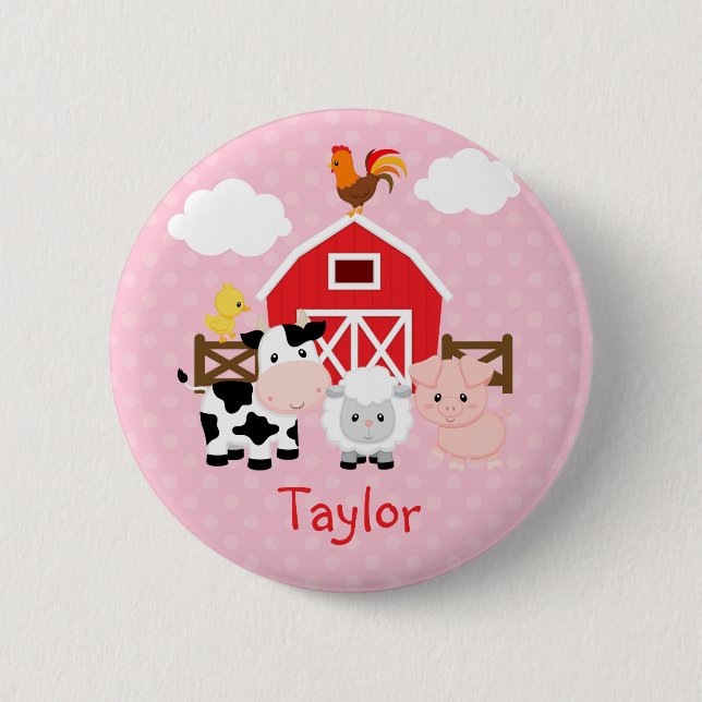 Badge Rond 5 Cm Boutons pour enfants personnalisés (roses) (Devant)