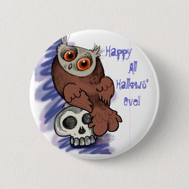 Badge Rond 5 Cm Boutons Scardy Owl~boutons (Devant)