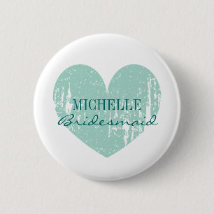 Badge Rond 5 Cm Boutons turquoises d'aiguilles cardiaques   Nom pe