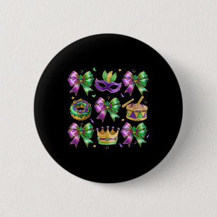 Badge Rond 5 Cm Bow King Cake Couronne Masque Tambour Mardi Gras C