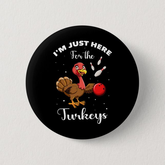 Badge Rond 5 Cm Bowler Bowling Tournament Turkey Bowling Player  (Devant)