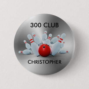 Badge Rond 5 Cm Bowling 300 Club 10 broches personnalisée