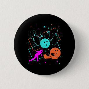 Badge Rond 5 Cm Bowling de l'équipe de Bowler de style rétro des a