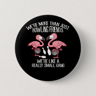 Badge Rond 5 Cm Bowling Flamingo Friends Bowler Girls
