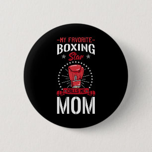 Badge Rond 5 Cm Boxe de boxe Gants Maman Entraîneur Fête des Mères