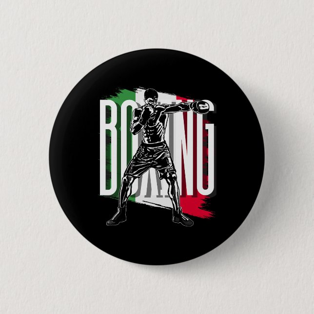 Badge Rond 5 Cm Boxe , Drapeau du Mexique (Devant)