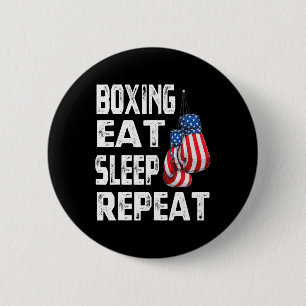 Badge Rond 5 Cm Boxe Manger Dormir Répéter Gym Boxeur Kickboxing M