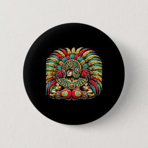 Badge Rond 5 Cm Boxe mexicaine Aztec Warrior Design