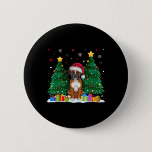 Badge Rond 5 Cm Boxer Amoureux de les chiens Santa Hat Ugly Christ