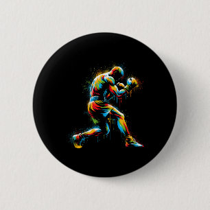 Badge Rond 5 Cm Boxer Cercle Sport Colorful Sport Kickboxer Format