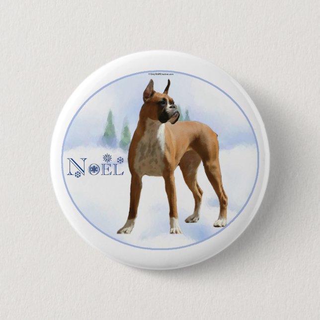 Badge Rond 5 Cm Boxer Noel (Devant)