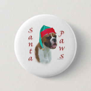 Badge Rond 5 Cm Boxer Père Noël Paws