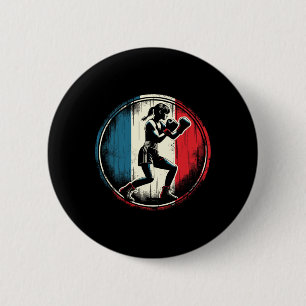 Badge Rond 5 Cm Boxeuse Drapeau France - Kickboxing Féminin _1