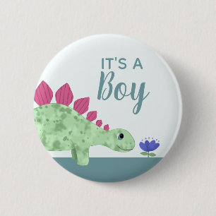 Badge Rond 5 Cm Boys Cute C'est un Baby shower de dinosaures