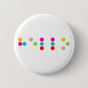 Badge Rond 5 Cm Braille aveugle alphabet lettres bonjour texte