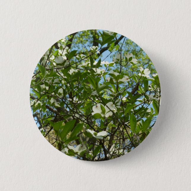 Badge Rond 5 Cm Branche of Dogwood Blossoms Spring Trees (Devant)