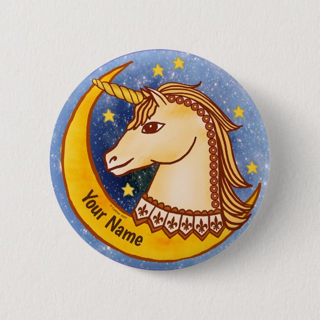 Badge Rond 5 Cm Brave épingle Unicorn (Devant)
