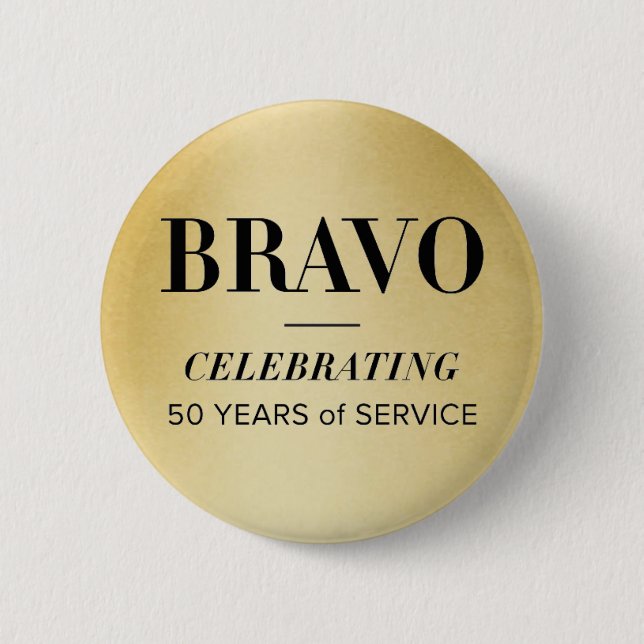 Badge Rond 5 Cm BRAVO 50ème bouton (Devant)