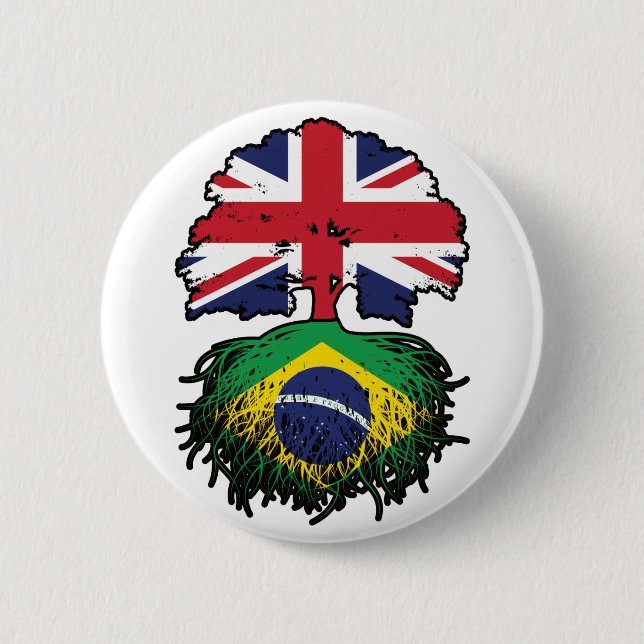 Badge Rond 5 Cm Brésil Brésil Britanniques Royaume-Uni drapeau des (Devant)