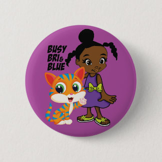 Badge Rond 5 Cm Bri occupé et bouton rond bleu