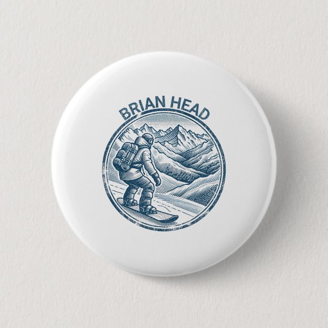 Badge Rond 5 Cm Brian Head Utah Snowboard Snowboard (Devant)