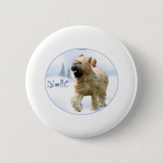Badge Rond 5 Cm Briard Noel (Devant)