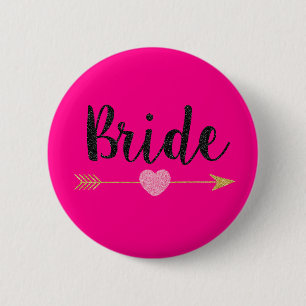 Badge Rond 5 Cm Bride Bride l'équipe Rose chaud