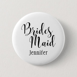 Badge Rond 5 Cm Bridesmaid 1 Typographie de script noir avec des n