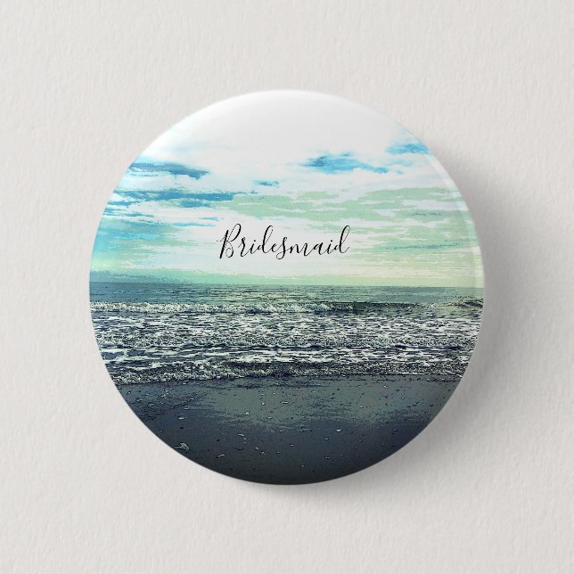 Badge Rond 5 Cm Bridesmaid Gift Party Favor Beach Océan Abstrait (Devant)