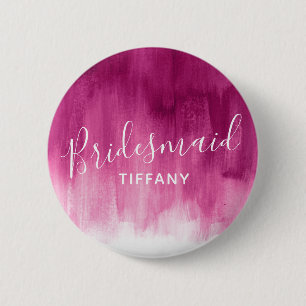 Badge Rond 5 Cm Bridesmaid rose foncé épingle mariage d'art abstra