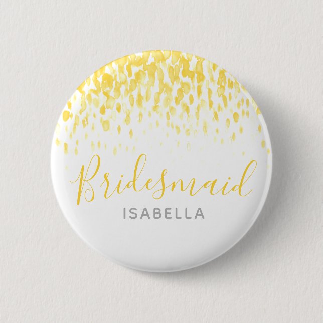 Badge Rond 5 Cm Bridesmaid soleil jaune abstrait mariage d'art (Devant)
